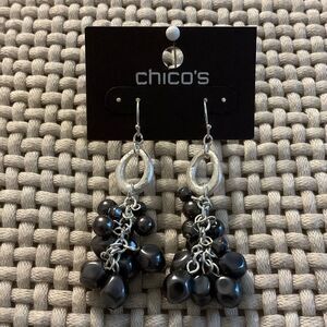 0009-Chico's Silver and Dark Bead Earrings